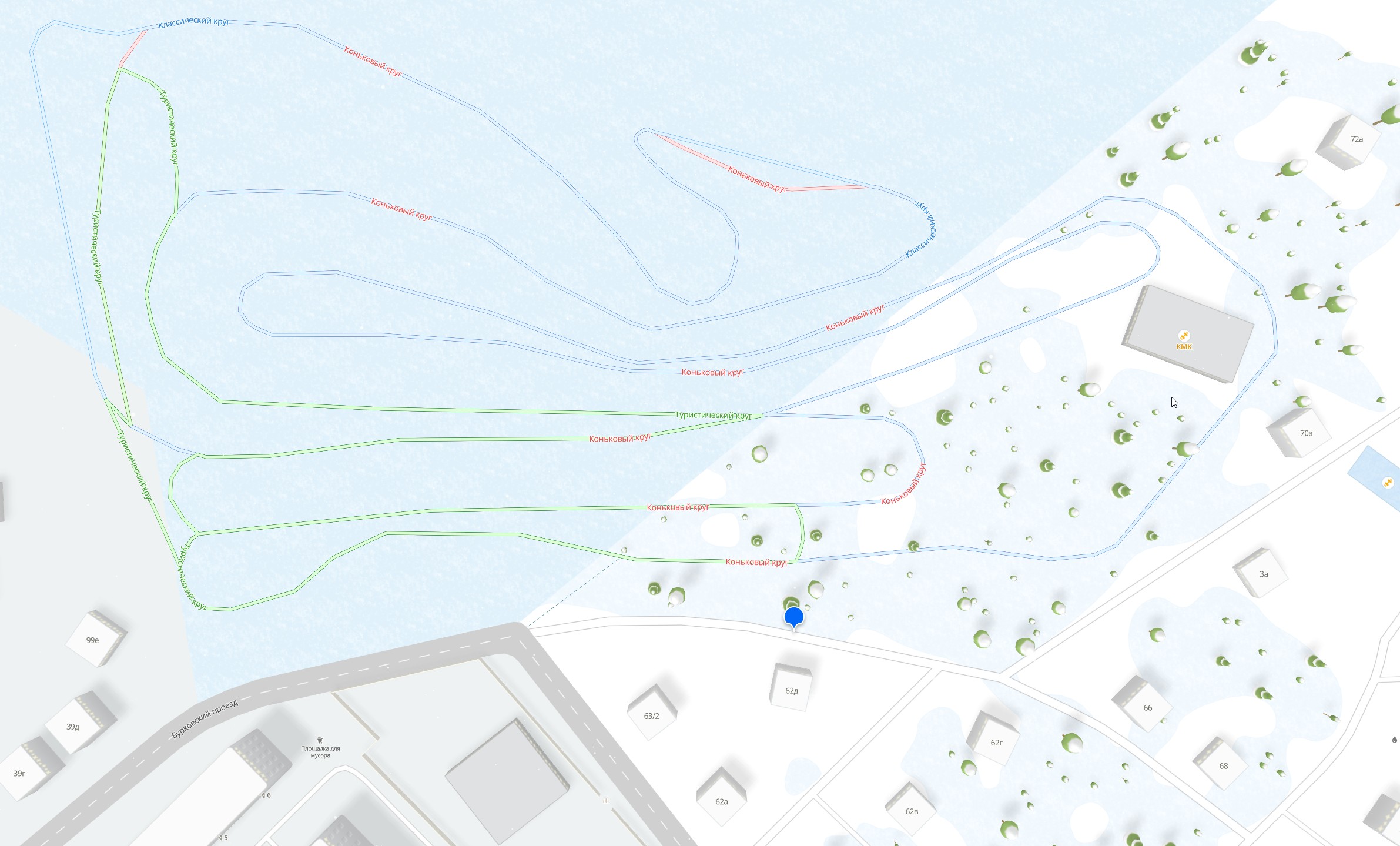 Схема трассы КМК (вход/парковка отмечены на схеме)